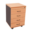 Mobile Pedestal With 4 Drawers Beech And Ironstone 465X447X690Mm