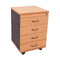 Mobile Pedestal With 4 Drawers Beech And Ironstone 465X447X690Mm