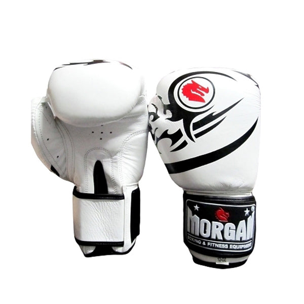 Morgan Elite Boxing And Muay Thai Leather Gloves White