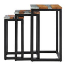Nesting Tables 3 Pcs Solid Teak Wood And Polyresin