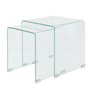 Two Piece Nesting Table Set Tempered Glass Clear