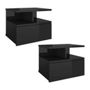 Floating Nightstands 2 Pcs High Gloss Black 40X31X27 Cm Chipboard