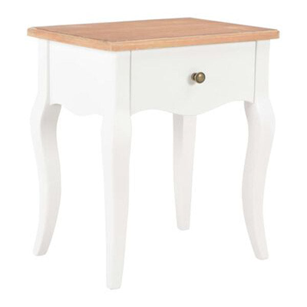 Nightstand White And Brown 40X30X50 Cm Solid Pine Wood