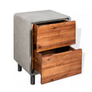 Nightstand Concrete Solid Acacia Wood 40 X 30 X 50 Cm