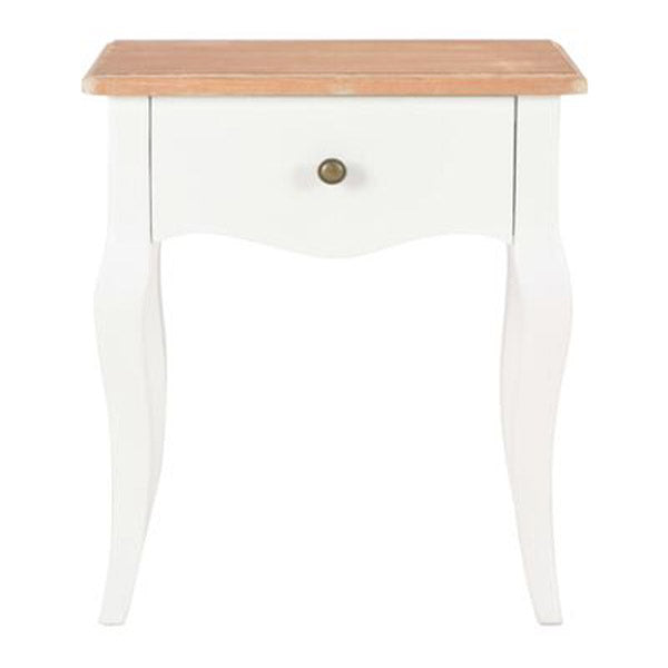 Nightstand White And Brown 40X30X50 Cm Solid Pine Wood