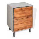Nightstand Concrete Solid Acacia Wood 40 X 30 X 50 Cm
