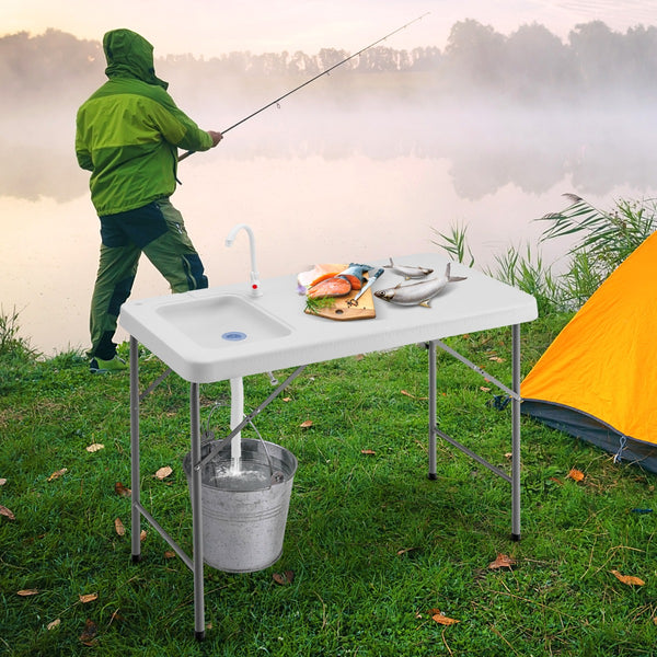 Portable Fish Cleaning Table with Sink for Picnic Fishing