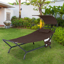 Patio Hanging Chaise Lounge Chair with Storage Bag Coffee