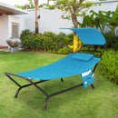 Patio Hanging Chaise Lounge Chair with Storage Bag Navy