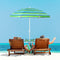 Beach Umbrella with Cup Holder Table and Sandbag for Beach Patio Green