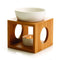 Oil Burner Set White With Wood Stand
