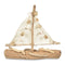 Wooden Driftwood Boat With Canvas And Shells Natural 43X8X51Cm