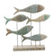 Washed Mango Wood School Of Fish On Iron Stand 75X10X52Cm