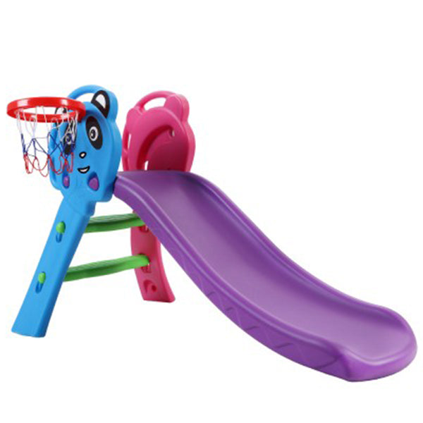 Toddler Play Kids Slide With Basketball Hoop Ladder Base