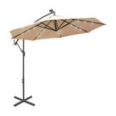 Hanging Parasol With Led Lighting 300 Cm Sand Metal Pole