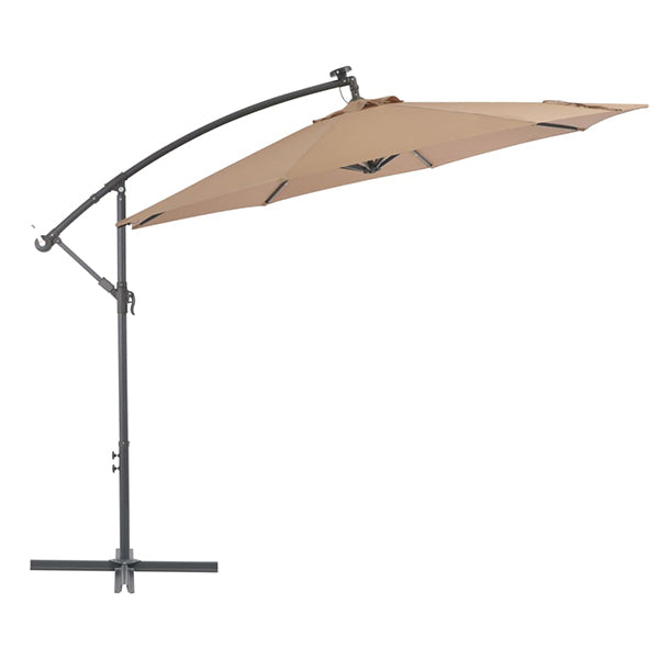 Cantilever Umbrella With Led Lights And Steel Pole 300 Cm