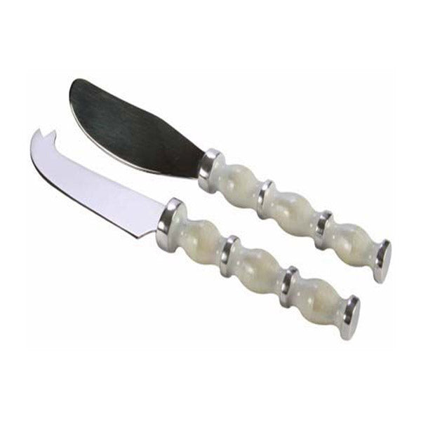 2 Piece Ivory Beaded Pate And Cheese Knife Set 20Cm
