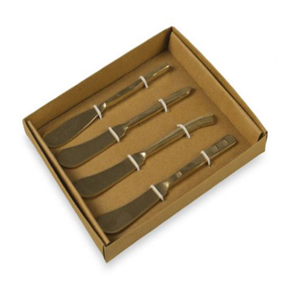 4 Piece Assorted Pate Knives Stainless Steel Gold 14X2Cm