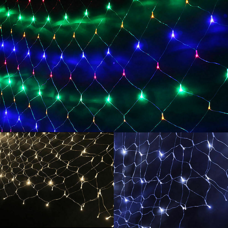 96 Led Fairy String Lights Net Mesh Curtain Xmas Wedding Party Decor Warm White