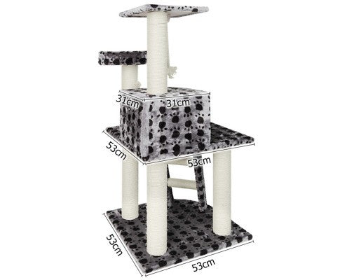 Cat Tree 120Cm Scratching Post Tower Condo House Furniture Wood