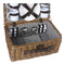 Picnic Basket Set 4 Person Willow Baskets Deluxe Outdoor Camping