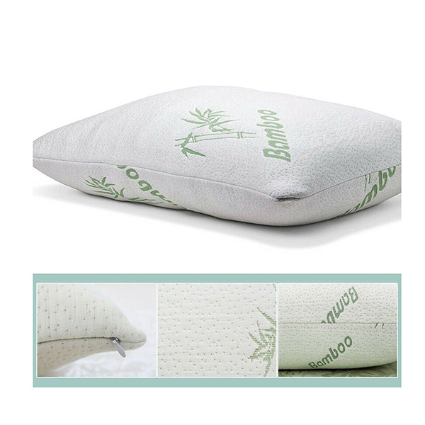 2X Luxury Natural Memory Foam Bed Pillows Bamboo Fabric Cover 70X40 Cm