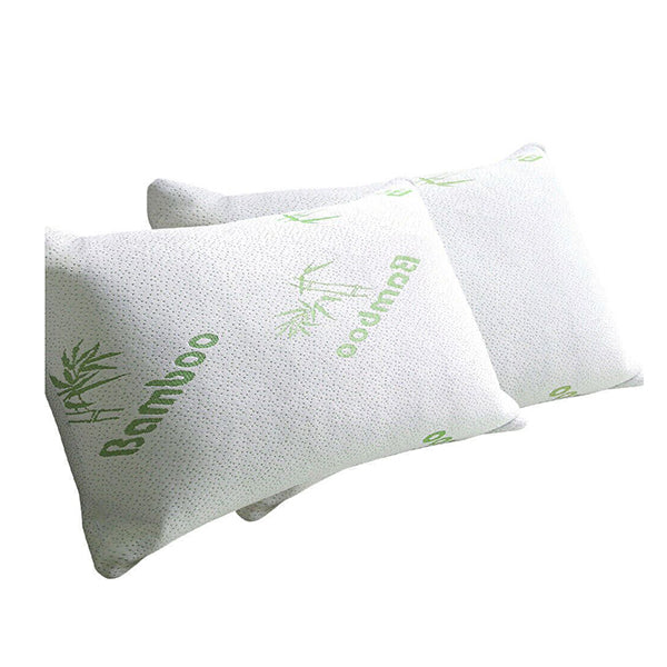 2X Luxury Natural Memory Foam Bed Pillows Bamboo Fabric Cover 70X40 Cm