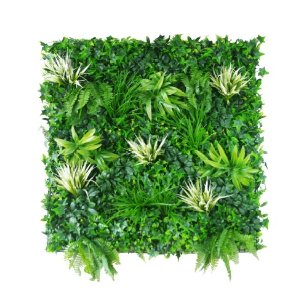White Grassy Greenery Vertical Garden Wall Uv Resistant 100X100 Cm