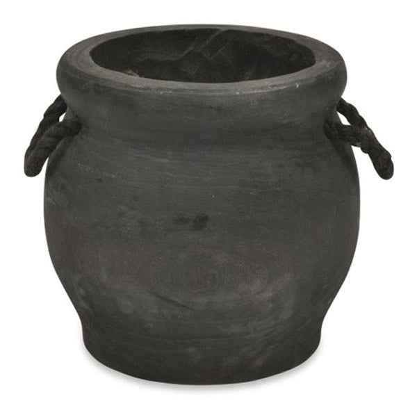 Wooden Planter With Rope Handle Black 27X27X27Cm