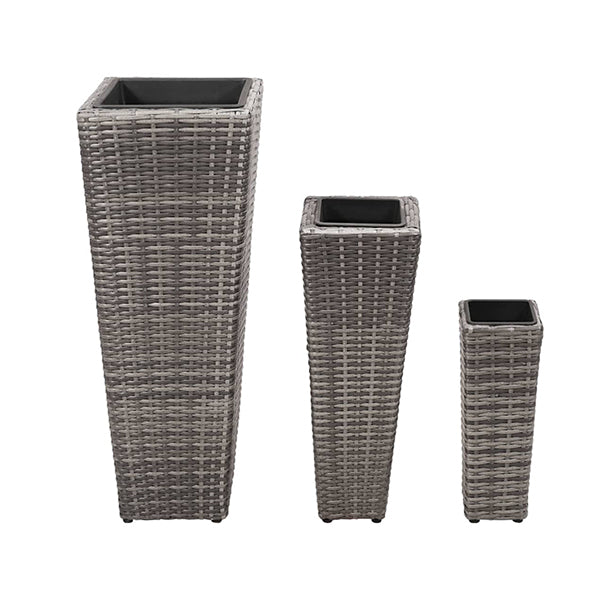 Garden Planter Set 3 Pcs Poly Rattan Grey
