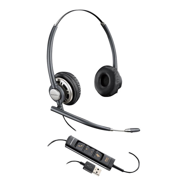 Plantronics Encorepro Hw725 Uc Stereo Usba Pc Headset Inline Controls