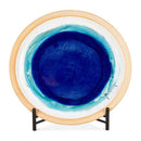 Azure Glazed Plate Ceramic With Stand Blue And Natural 457Mm