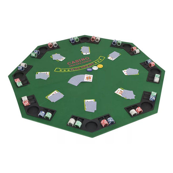 8 Player Folding Poker Tabletop 2 Fold Octagonal Green