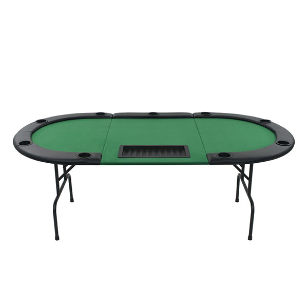 9 Player Folding Poker Table 3 Fold Oval Green