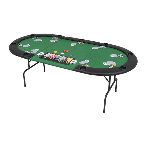 9 Player Folding Poker Table 3 Fold Oval Green