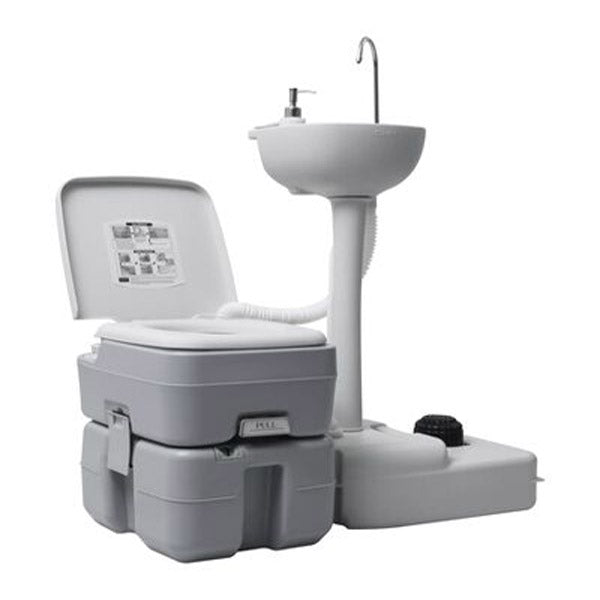 Portable Camping Toilet And Handwash Stand Set Grey