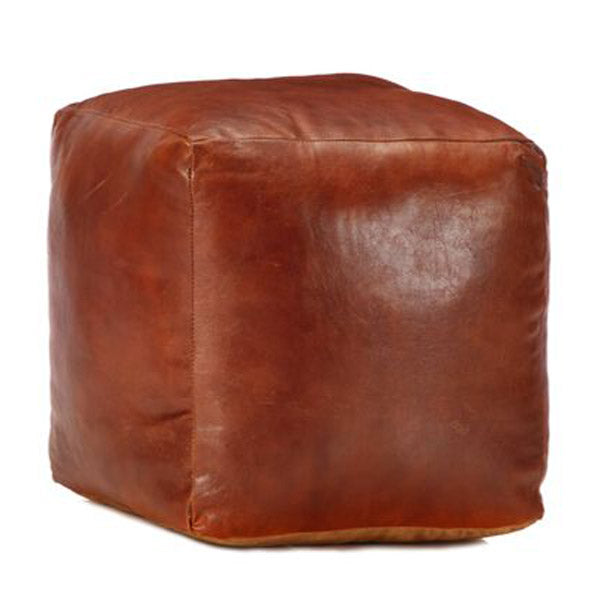 Pouffe Tan 40X40X40 Cm Genuine Goat Leather