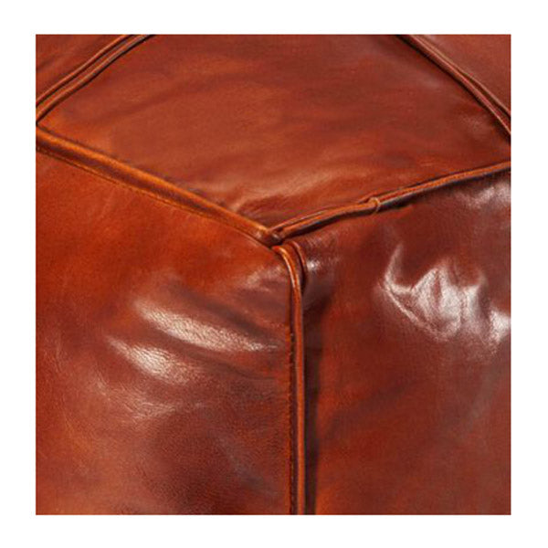 Pouffe Tan 60X60X30 Cm Genuine Goat Leather