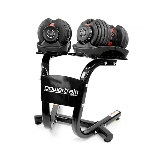 Pair Adjustable Dumbbell Set With Stand 24Kg Ea