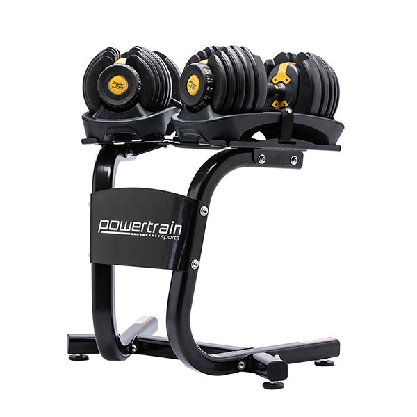 48Kg Powertrain Adjustable Dumbbell Set With Stand Gold