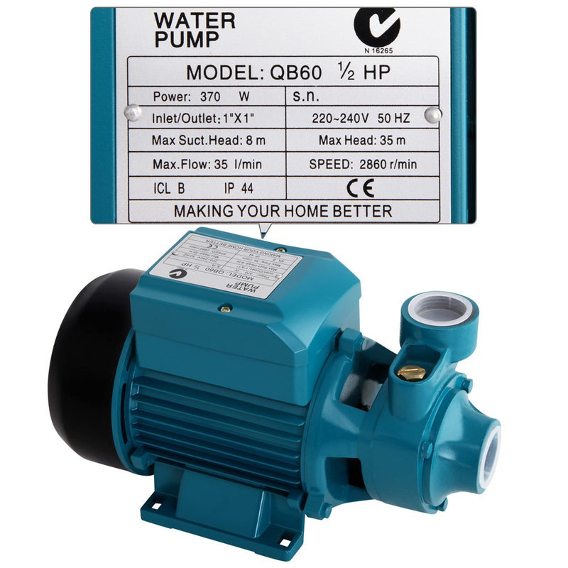 Electric Clean Water Pump 35L/Min 1/2/HP