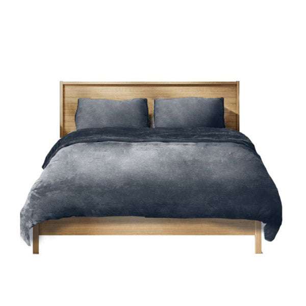 Luxury Flannel Quilt Cover With Pillowcase Dark Grey Queen
