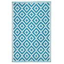180x270cm Aztec Teal And White Recycled Plastic Outdoor Rug and Mat