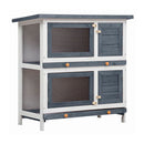 Outdoor Rabbit Hutch 4 Doors Grey Wood