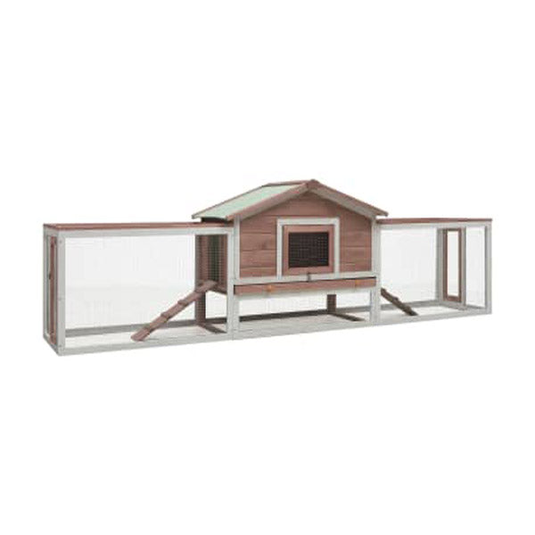 Rabbit Hutch 303X60X86 Cm Solid Pine And Fir Wood