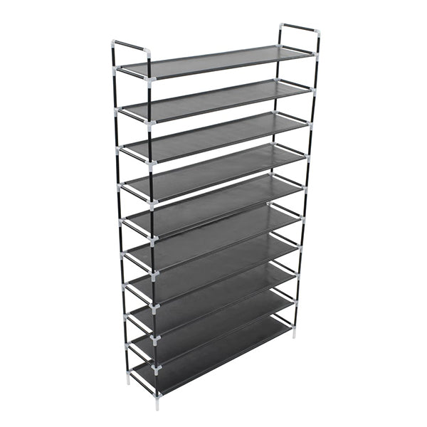 Shoe Rack With 10 Shelves Metal And Non Woven Fabric