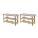 2 In 1 Shoe Rack With Bench Top 2 Pcs Solid Wood