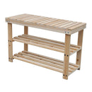2 In 1 Shoe Rack With Bench Top 2 Pcs Solid Wood