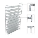 Shoe Rack With 10 Shelves Metal And Non Woven Fabric