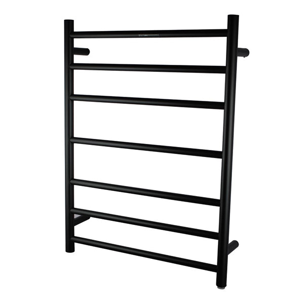 7 Bar Electric Heated Towel Rack Round Towel Rail Warmer Clothes Black